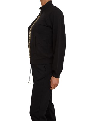 Felpa full zip Liu Jo donna in misto cotone nero con strass in DONNA