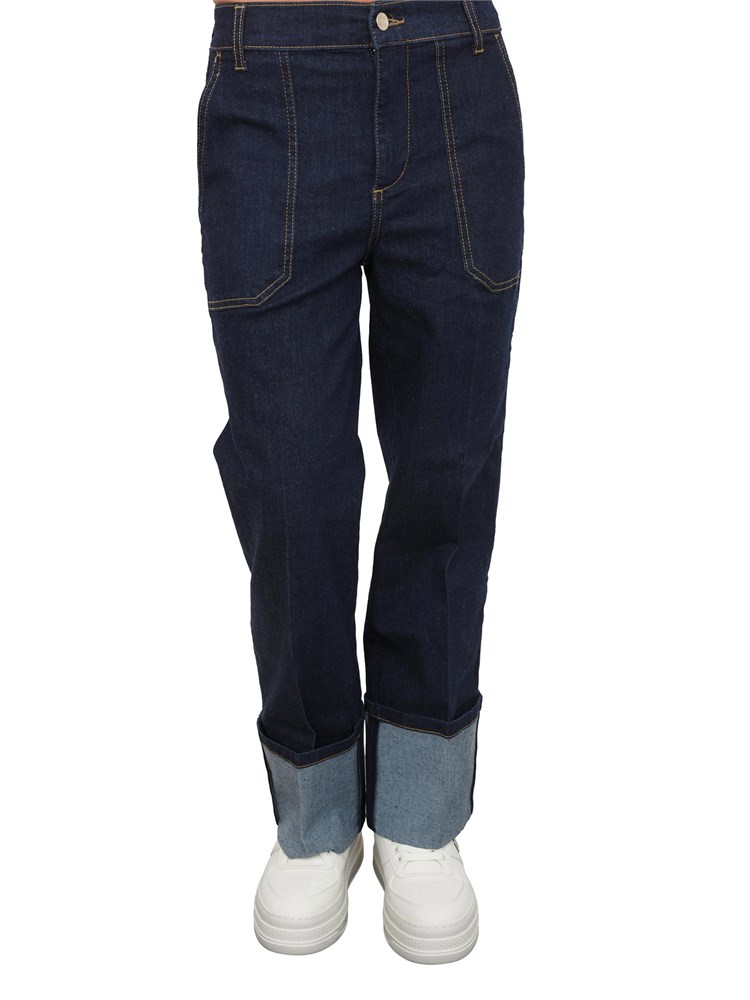 Jeans cropped Liu Jo donna in denim blu con risvolto