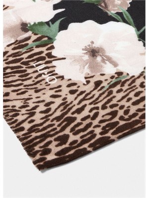 Stola Liu Jo in viscosa con stampa animalier floreale nera in DONNA