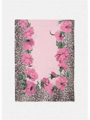 Stola Liu Jo in viscosa con stampa animalier floreale rosa in DONNA