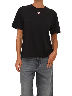 T-shirt ricamo cuore Pinko in cotone nero in DONNA