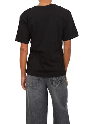 T-shirt ricamo cuore Pinko in cotone nero in DONNA