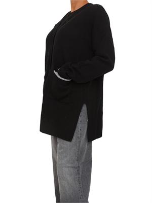 Cardigan lungo Pinko in lana e cashmere nero in DONNA