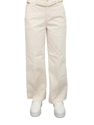 Pantaloni Liu Jo donna in cotone avorio con cintura dorata in DONNA