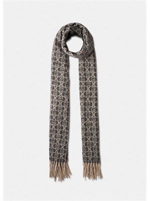 Scialle Liu Jo tessuto jacquard nero con logo in DONNA