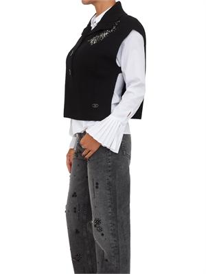 Gilet maglia Liu Jo donna in lana nera con ricamo gioiello in DONNA