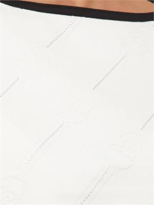 Maglia Liu Jo in misto viscosa bianca con strass e logo all over in DONNA