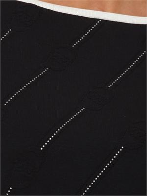 Maglia Liu Jo in misto viscosa nera con strass e logo all over in DONNA