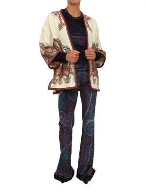 Top Etro donna in ciniglia blu con Paisley multicolor all over in DONNA
