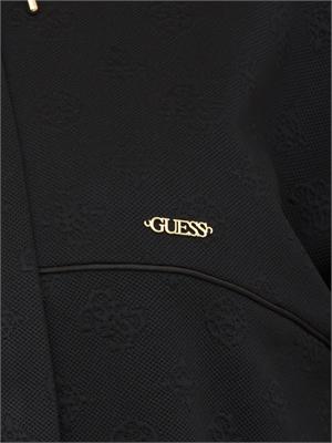Felpa Guess Jeans donna in cotone logo jacquard nero in DONNA