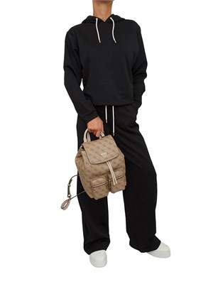 Pantalone jogging Guess Jeans donna in cotone nero logo jacquard in DONNA