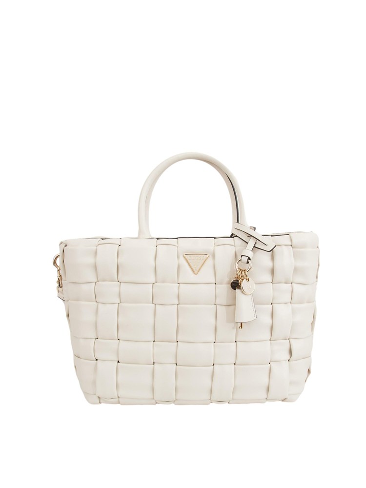 Borsa Marion Guess Jeans in ecopelle intrecciata panna