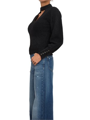 Maglia cropped Guess Jeans in filato fuzzy nero in DONNA
