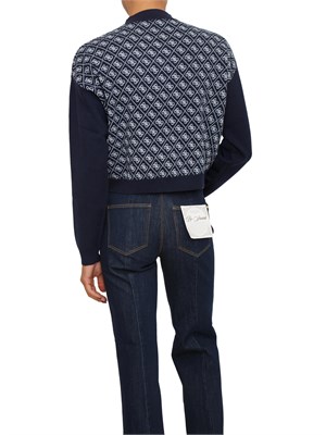 Maglia Guess Jeans donna in misto lana blu logo all over in DONNA