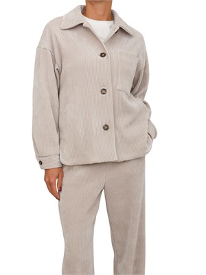 Giacca camicia Andy Emme Marella in velluto beige a coste in DONNA