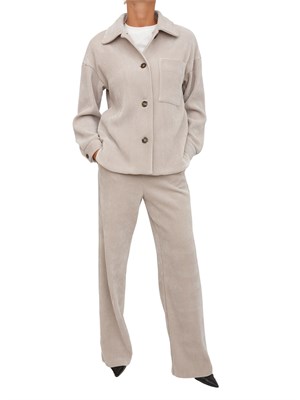 Giacca camicia Andy Emme Marella in velluto beige a coste in DONNA
