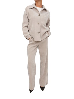 Pantalone Foster Emme Marella in velluto beige a coste in DONNA
