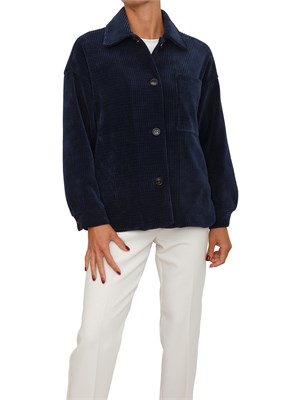 Giacca camicia Andy Emme Marella in velluto blu a coste in DONNA