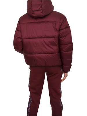 Giubbino EA7 Emporio Armani in nylon bordeaux con bande logo in DONNA