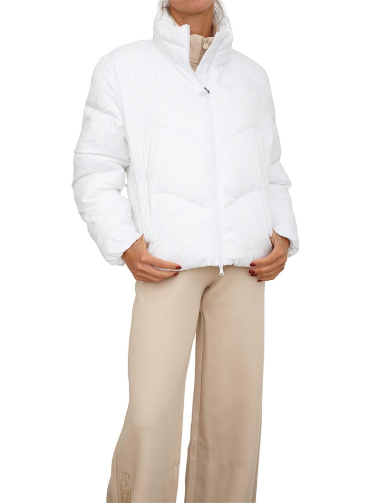 Giubbino donna EA7 Emporio Armani in nylon logo all over bianco