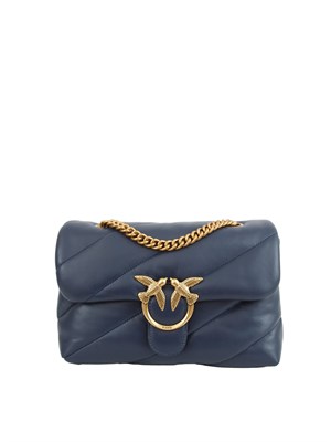 Borsa Love Bag Puff Pinko in pelle blu in DONNA