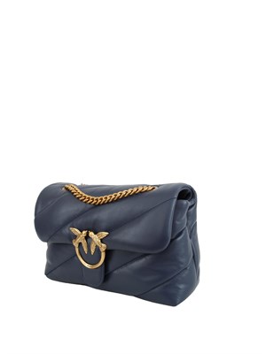 Borsa Love Bag Puff Pinko in pelle blu in DONNA