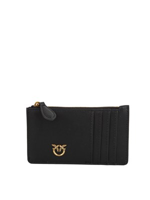 Porta carte di credito Pinko in pelle nera in DONNA