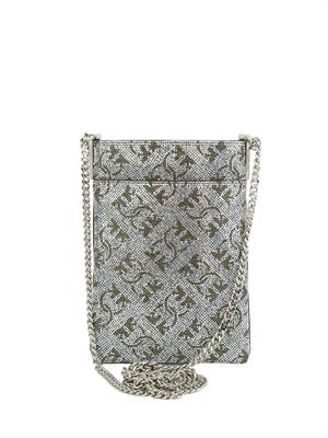 Custodia smartphone Pinko in pelle con strass argento in DONNA