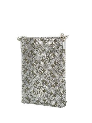 Custodia smartphone Pinko in pelle con strass argento in DONNA