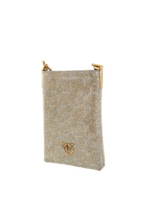 Custodia smartphone Pinko in pelle con strass oro in DONNA