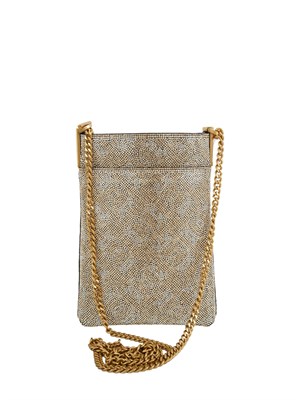 Custodia smartphone Pinko in pelle con strass oro in DONNA