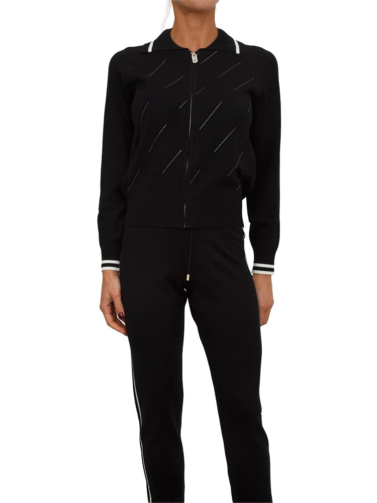 Cardigan in maglia Liu Jo donna in viscosa nera con strass
