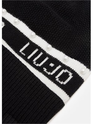 Berretto beanie Liu Jo donna in viscosa nera con perle in DONNA