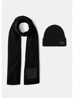 Set Liu Jo berretto e sciarpa in lana nera in DONNA