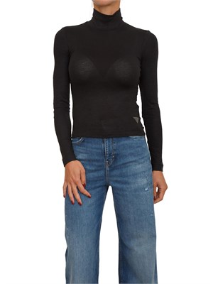Maglia collo alto Guess Jeans donna in viscosa nera in DONNA