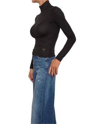 Maglia collo alto Guess Jeans donna in viscosa nera in DONNA