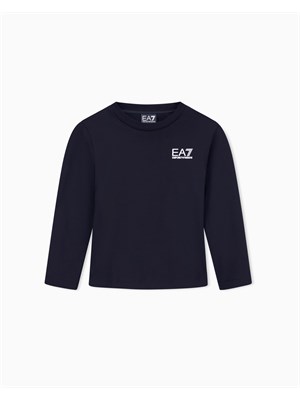 EA7 JUNIOR T-shirt Ea7 nero a maniche lunghe Core Identity Boy in puro cotone organico ASV in BAMBINO