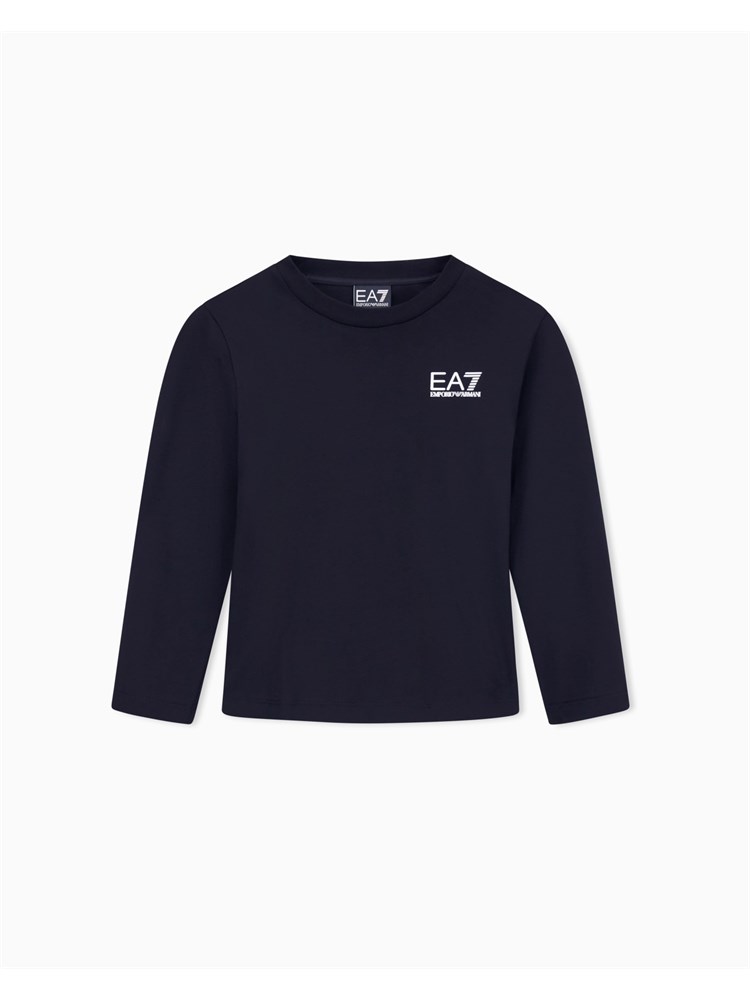 EA7 JUNIOR T-shirt Ea7 nero a maniche lunghe Core Identity Boy in puro cotone organico ASV
