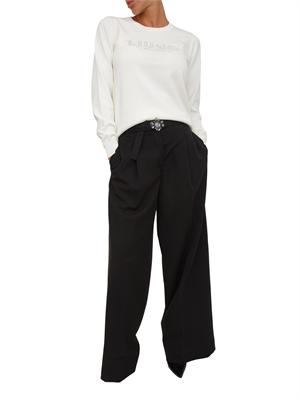 Pantaloni Liu Jo in misto viscosa neri con cintura gioiello in DONNA