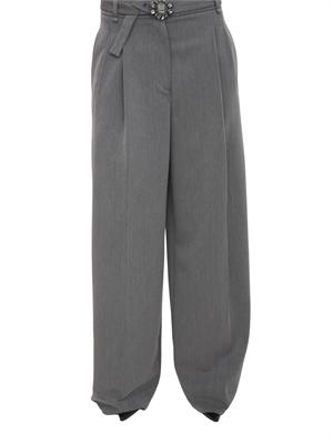 Pantaloni Liu Jo in misto viscosa grigi con cintura gioiello in DONNA