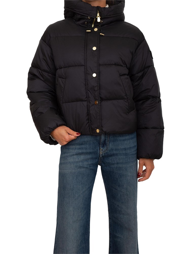 Piumino Pinko in tela tecnica semilucida nera con cappuccio