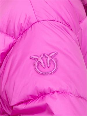 Piumino Pinko in tela tecnica semilucida fuxia con cappuccio in DONNA