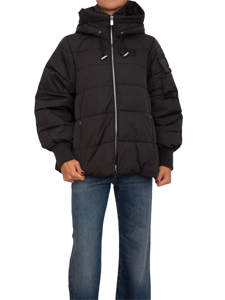 Giubbino Pinko in tessuto tecnico nero opaco e cappuccio