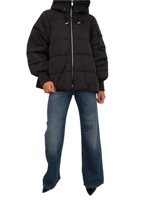 Giubbino Pinko in tessuto tecnico nero opaco e cappuccio in DONNA