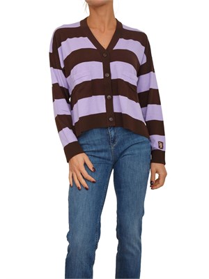 Cardigan Liu Jo donna in misto lana con righe lilla e marroni in DONNA