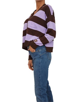 Cardigan Liu Jo donna in misto lana con righe lilla e marroni in DONNA
