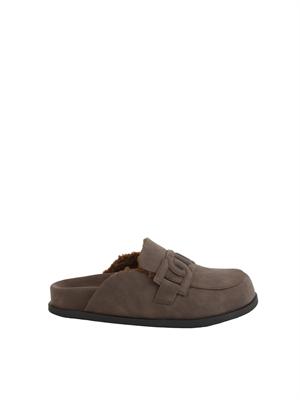 TWIN-SET Scarpe mules a ciabatta Twinset effetto camoscio marrone in DONNA