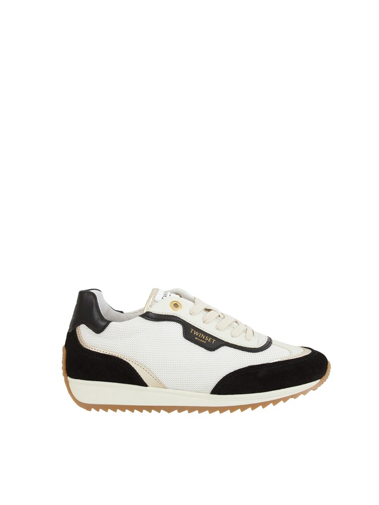 TWIN-SET Sneaker Twinset in pelle bianca con inserti neri