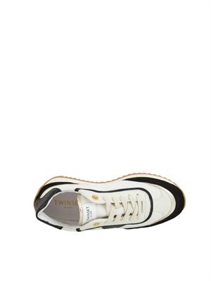 TWIN-SET Sneaker Twinset in pelle bianca con inserti neri in DONNA