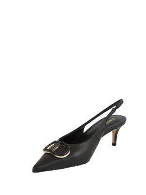 TWIN-SET DÉcolletÉ sling back Twinset in pelle nera con logo in DONNA